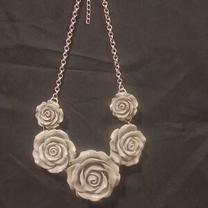 Gray Rose Statement Necklace - Women Jewelry